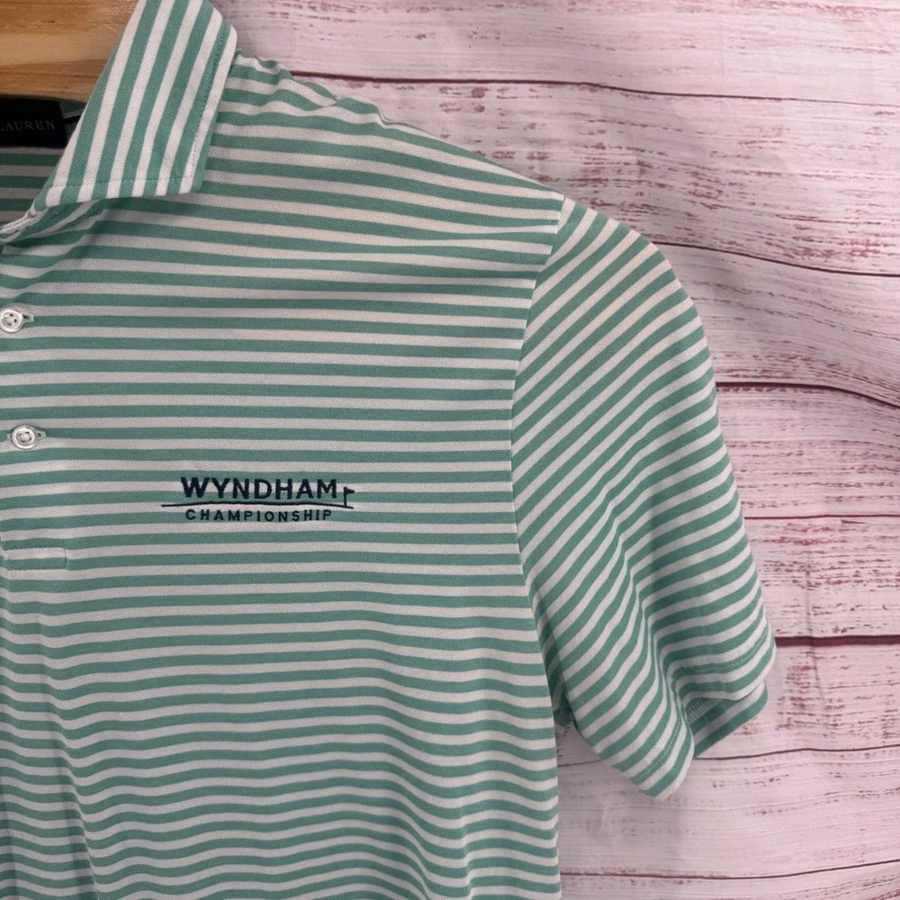 Ralph Lauren Pro Fit Polo Shirt Mens  XL Mint Green Striped Wyndham Championship